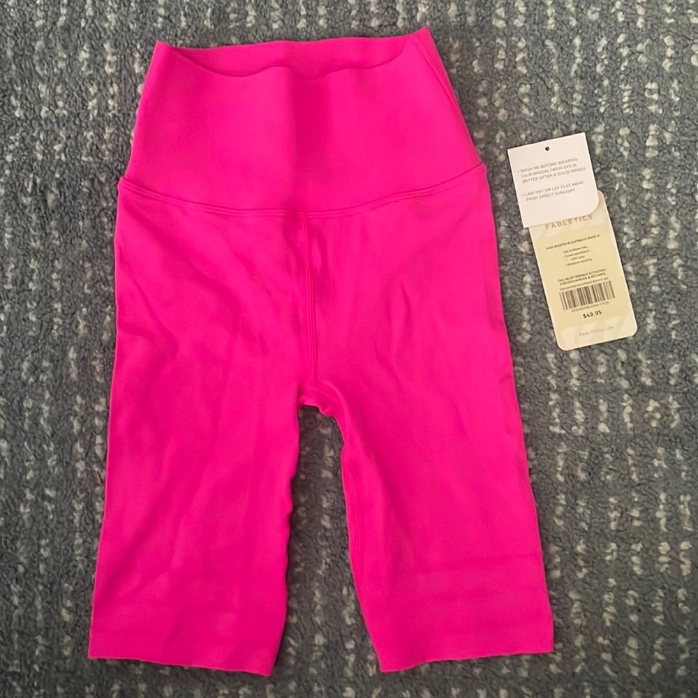NWT Fabletics Neon Pink High-Waisted Sculptknit Biker Shorts S